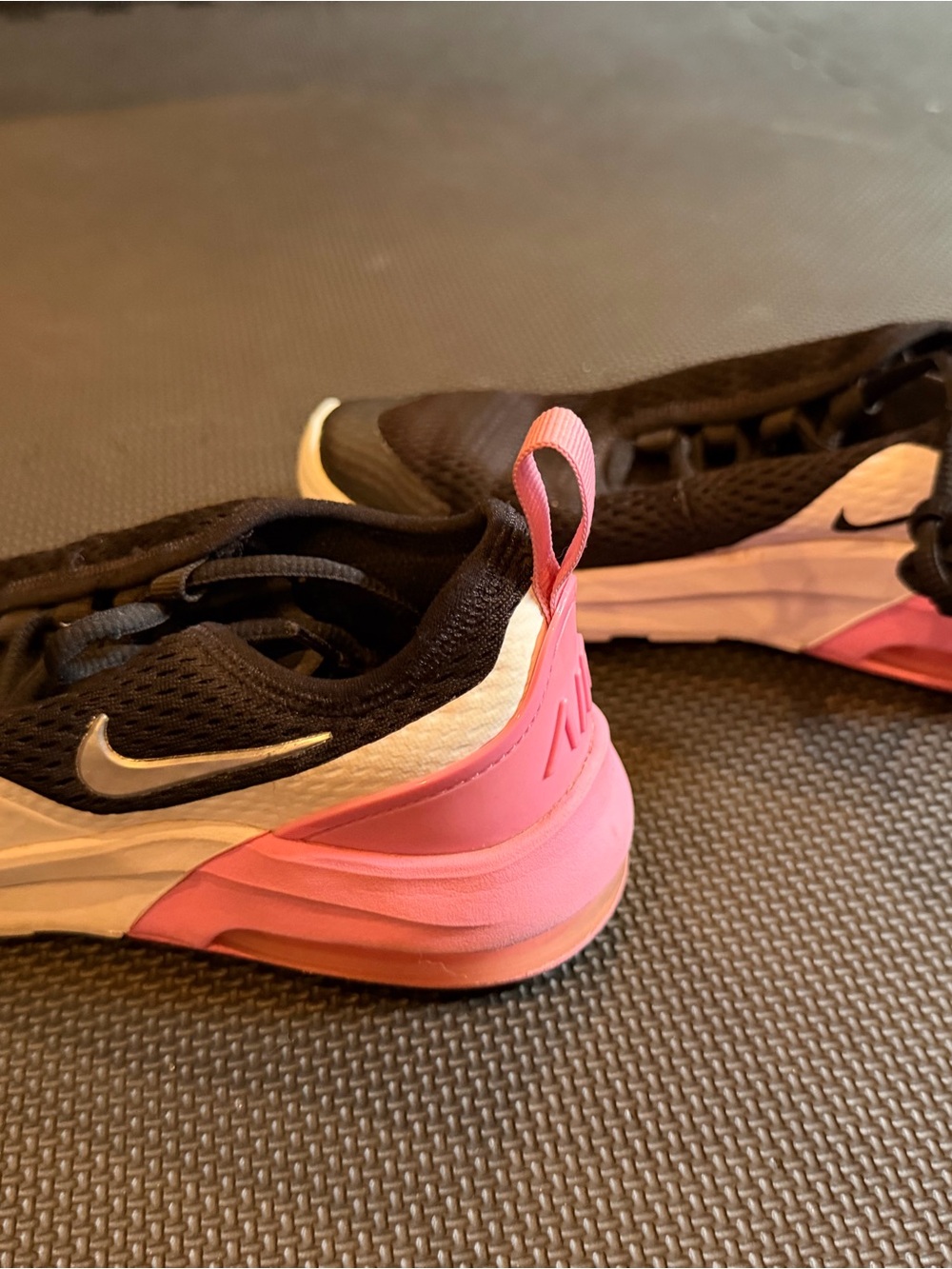 Nike Girls Black White and Pink Slip-On Athletic Shoes - Picture 2 of 5
